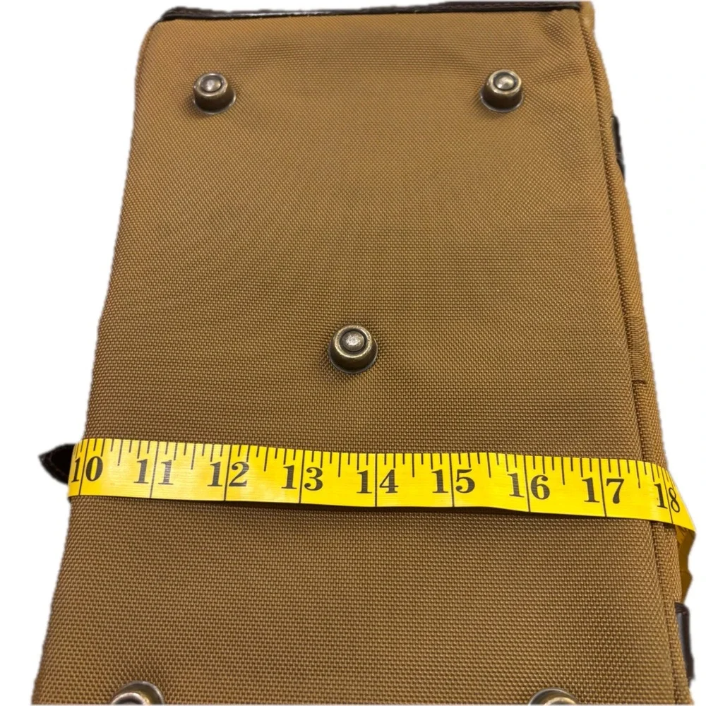 Polo Ralph Lauren Tan Canvas Brown Leather Briefcase Satchel Messenger Bag
